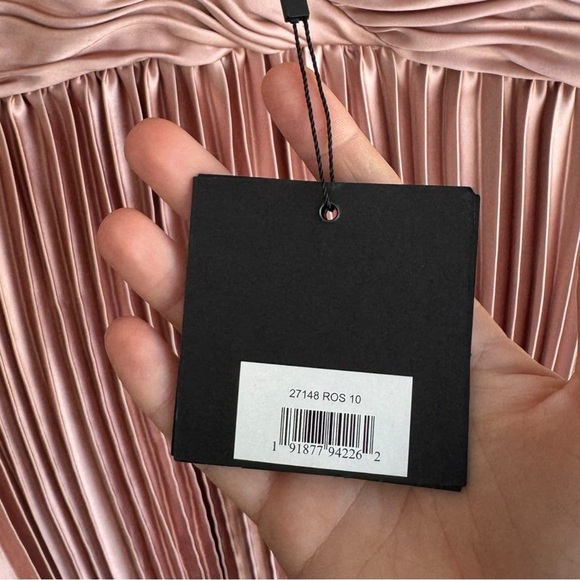 Ieena for Mac Duggal 10 Pink 27148 Satin Long Sleeve V-Neck Dress Pastel Midi - Picture 8 of 8